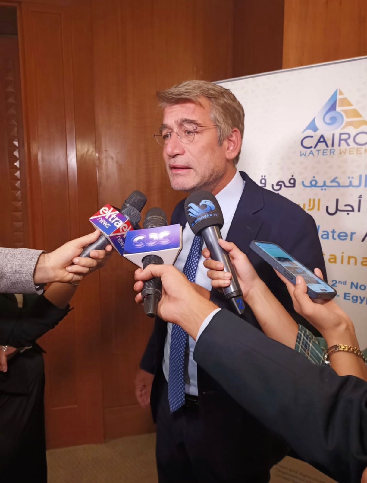 وزير الطاقة والمياه في حديث للإعلام العربي على هامش مؤتمر اسبوع القاهرة للمياه
